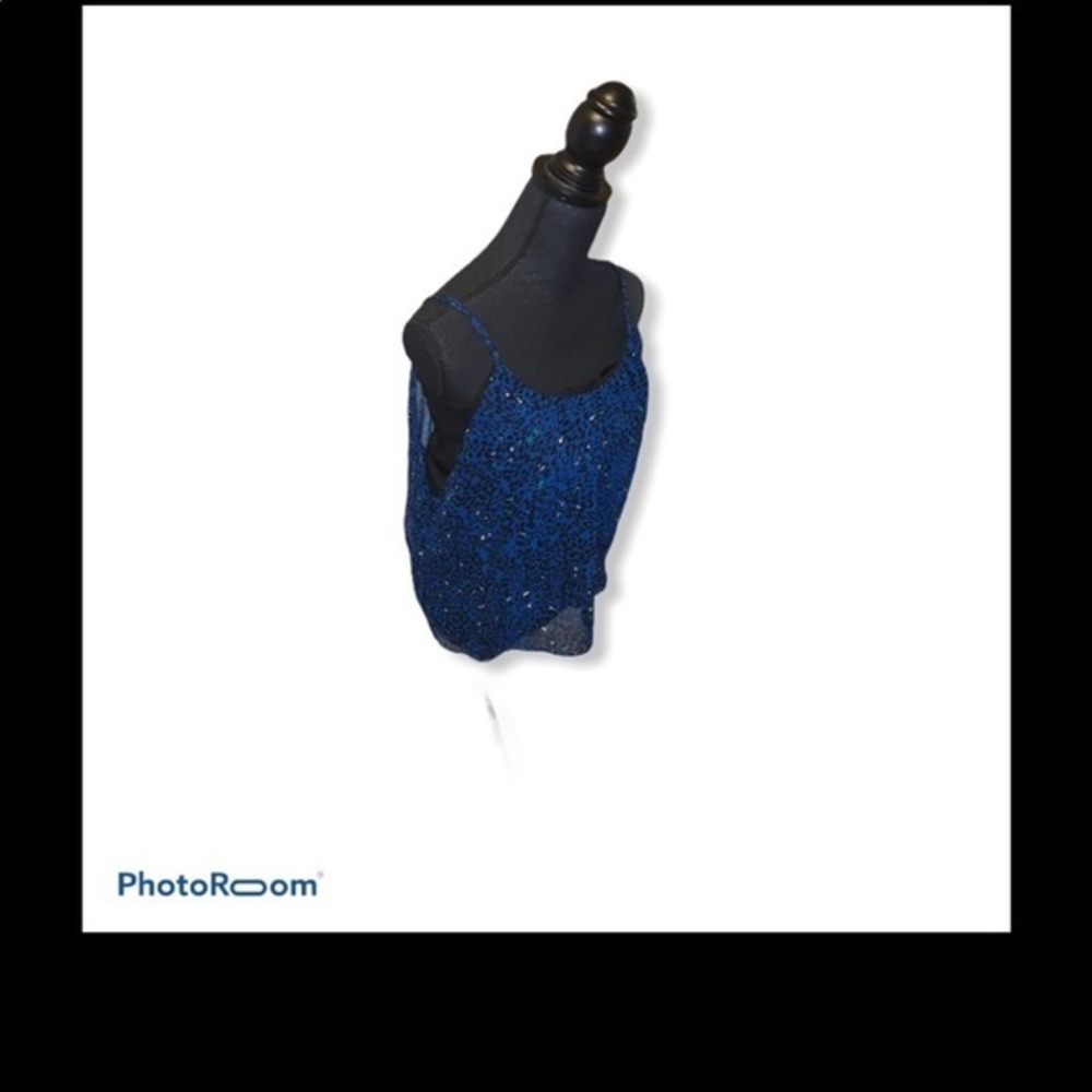 Aqua blue animal print spaghetti strap top